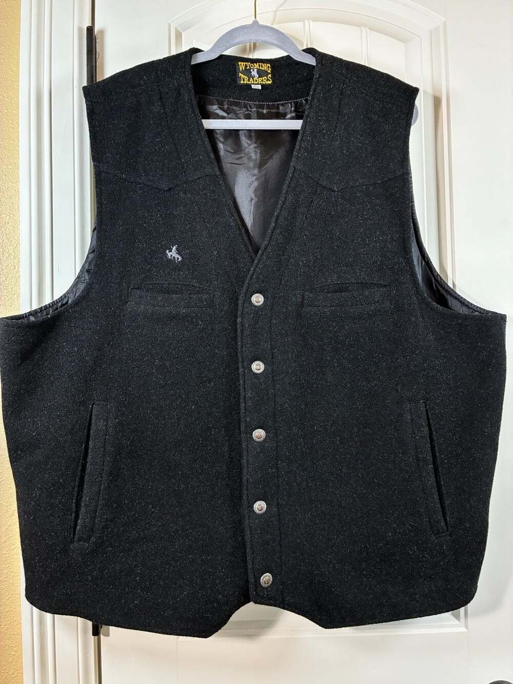 Wyoming Traders Men's Black 100% Virgin Wool Western Cowboy Vest XXXL